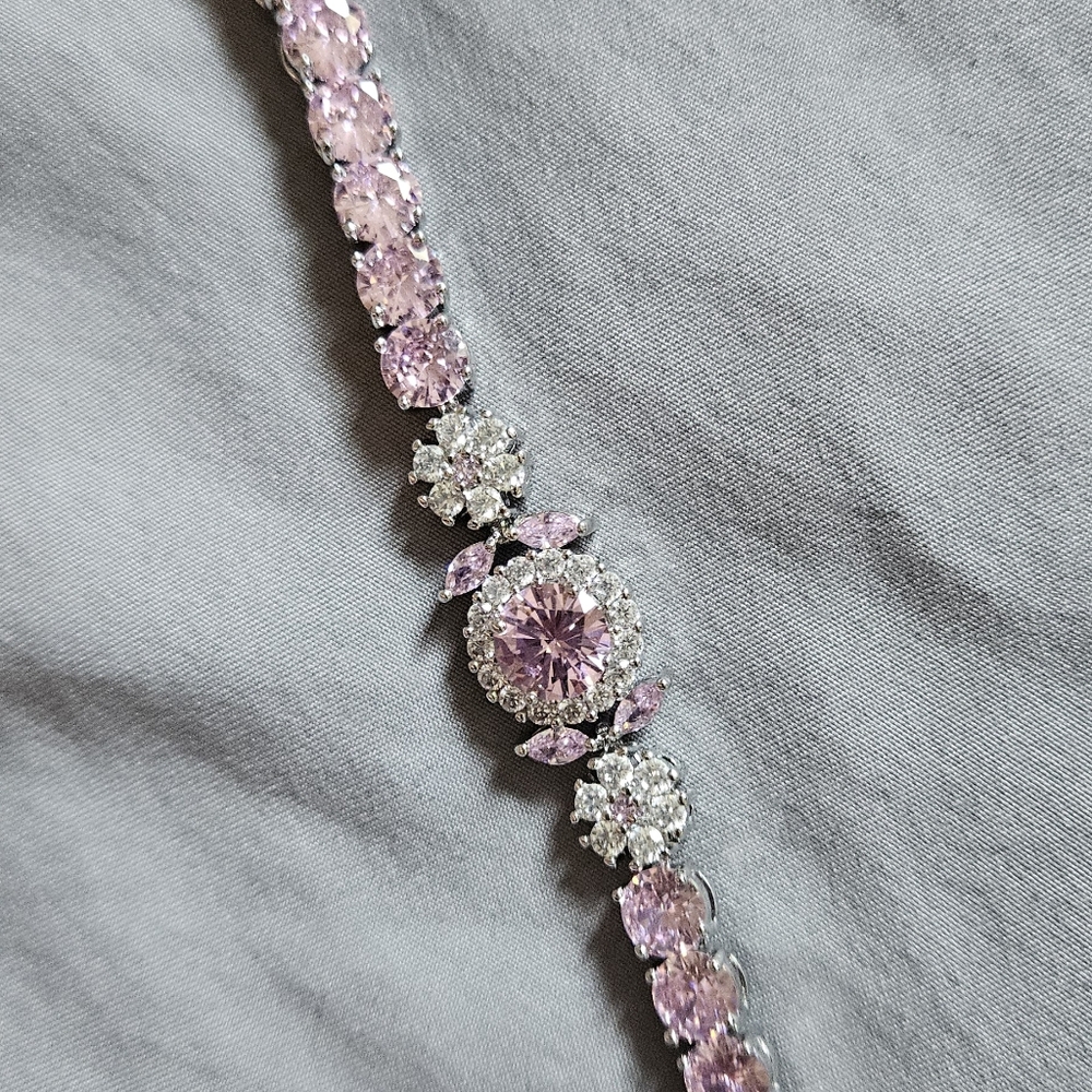 Elegant Pink and Silver Bracelet